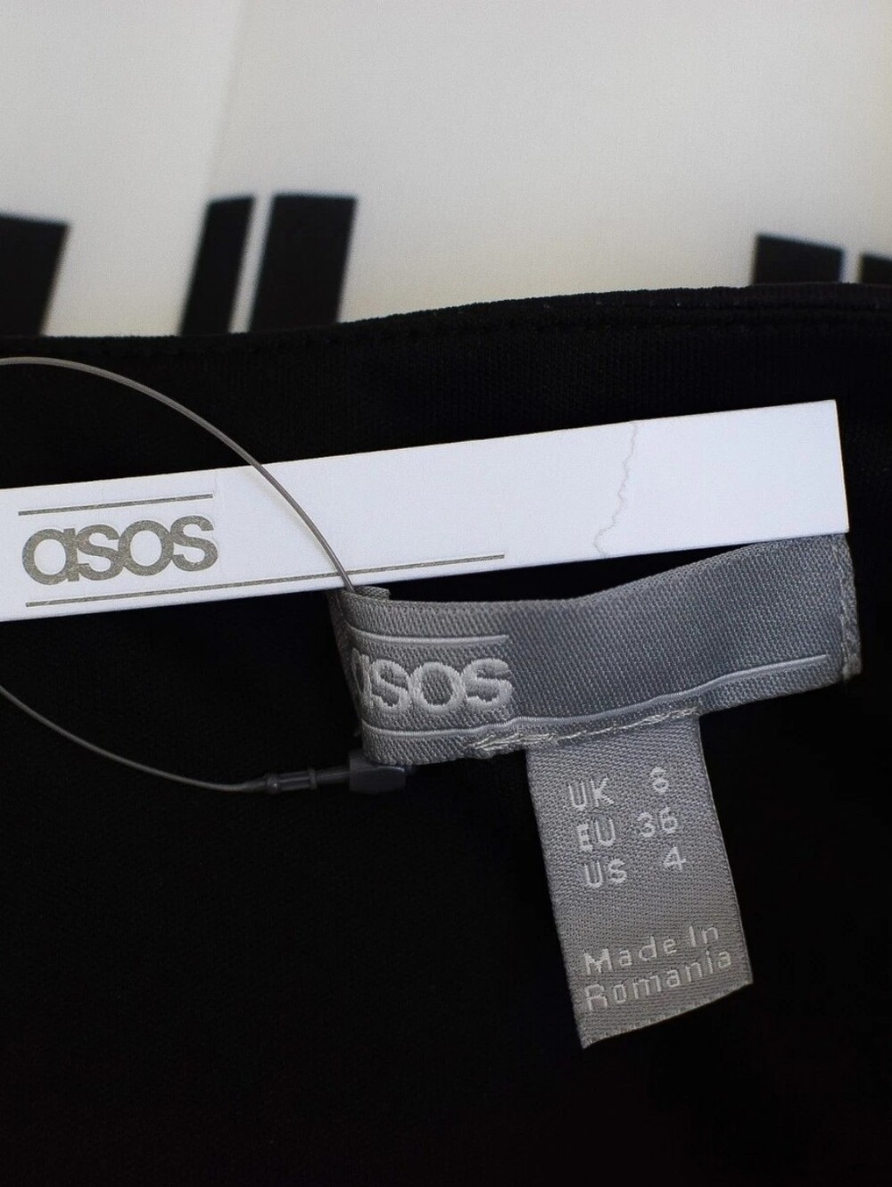 NWT ASOS Mono Grid Puff Sleeve Off The Shoulder Dress Black White Sz 4 Cocktail - Picture 9 of 12